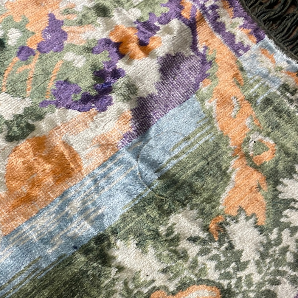 Vintage Peacock Tapestry Wall Hanging in Green, Purple & Peach - Picture 6 of 9